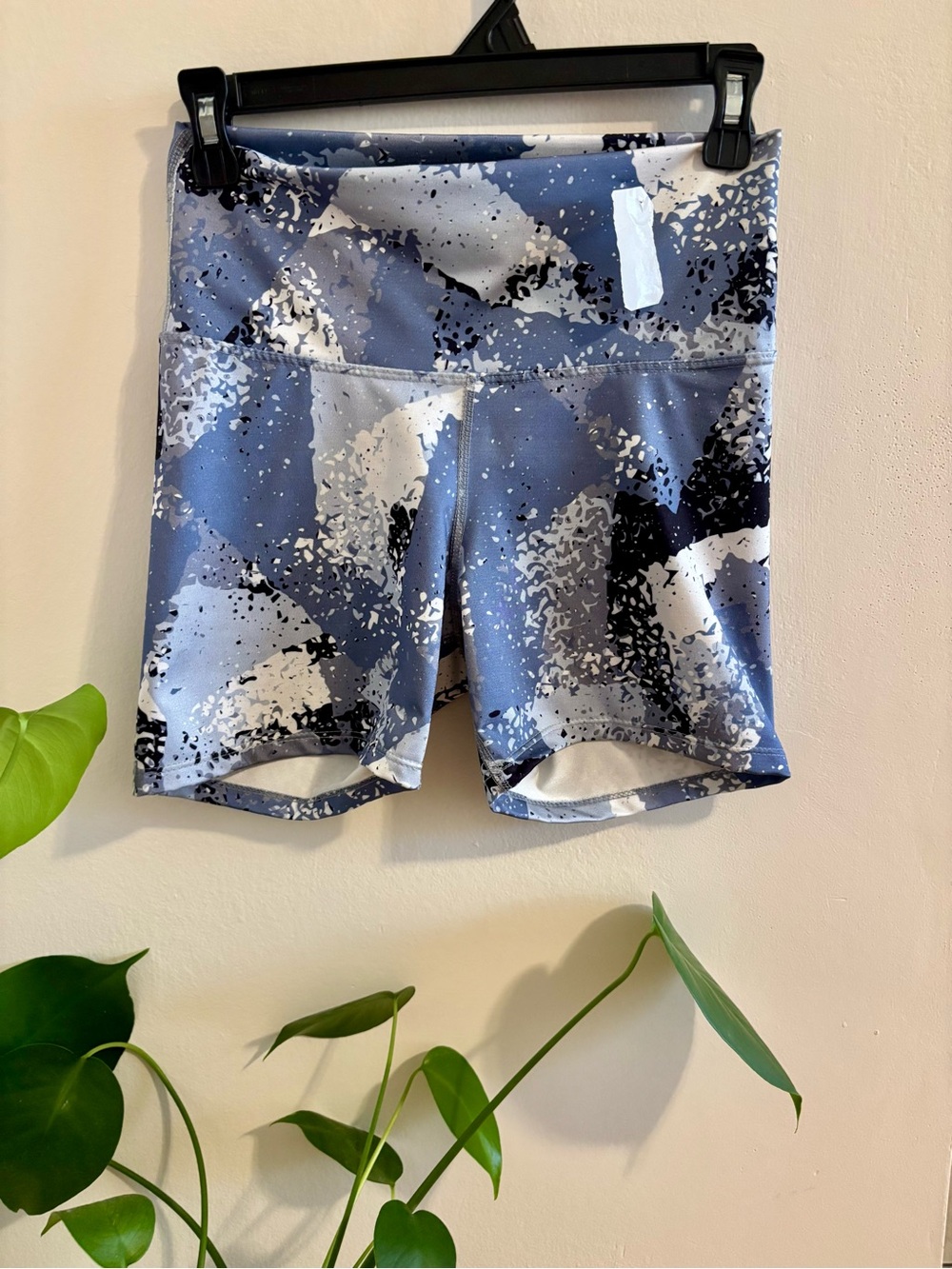 Women's Blue Abstract Print Stretch Bike Shorts